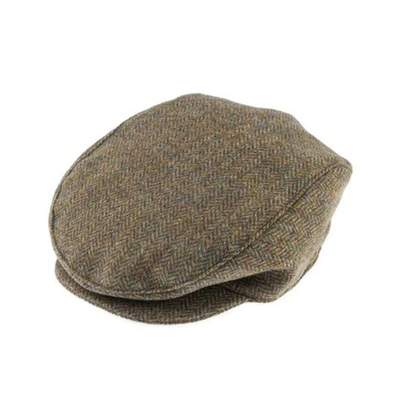 Dents Men's Abraham Moon Spruce Herringbone Tweed Flat Cap